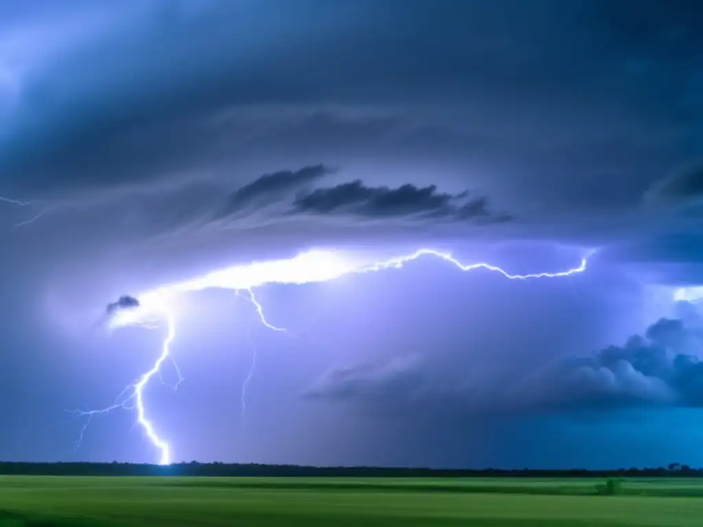 An electrifying image of Hurricane Irene, captured mid-storm with lightning strikes illuminating the dark sky