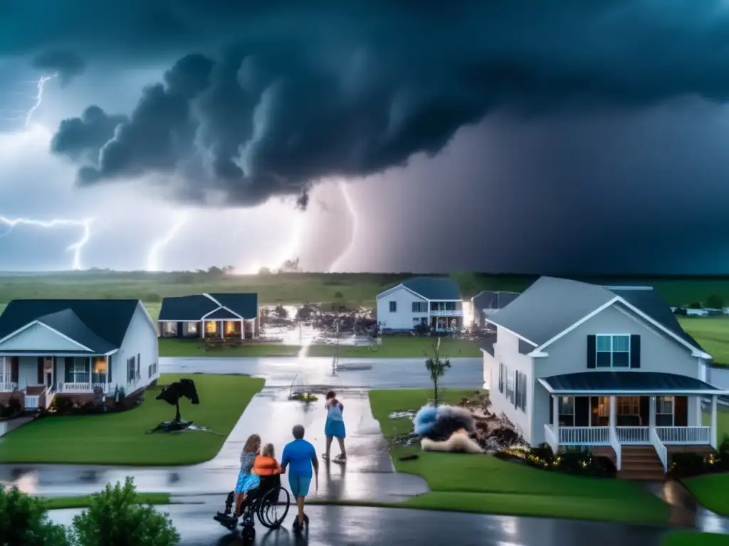 Dash - A family stands together on their front porch during a hurricane, with their loved one in a wheelchair and tears streaming