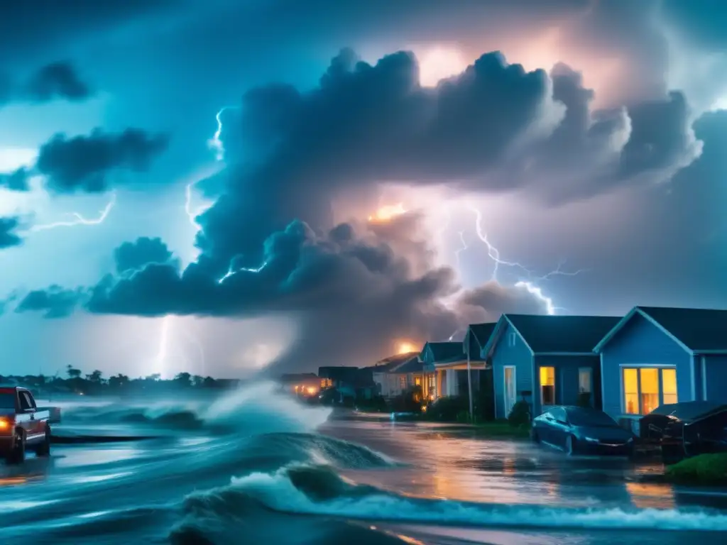  ️ A harrowing cinematic image captures the fury of a hurricane ravaging a coastal town