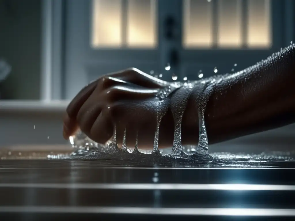 A destructive torrent of water tears through a man's house, causing havoc with its powerful force