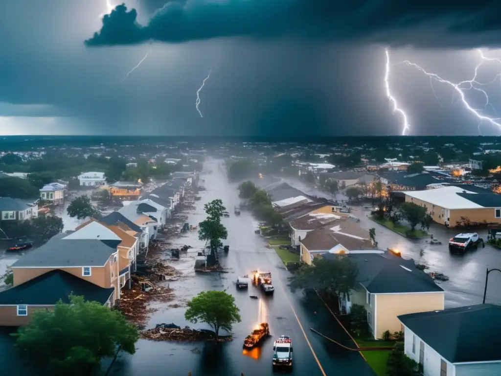 Hurricane ravages cityscape, leaving destruction and chaos in its wake