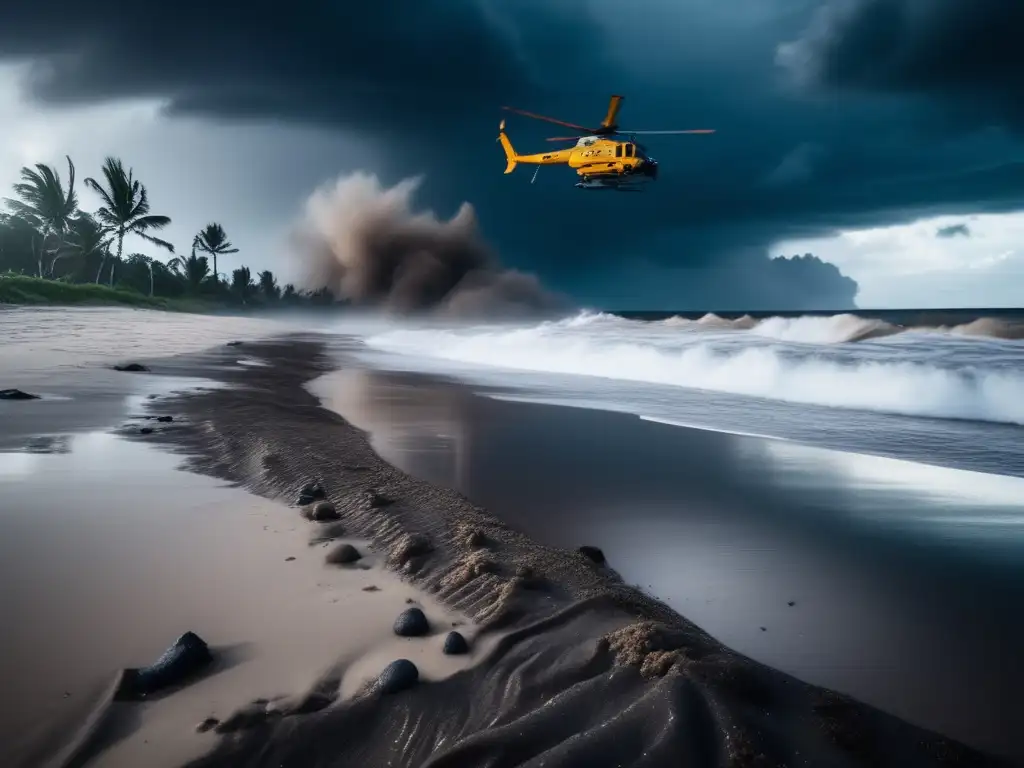 The stormridden beach is a stark reminder of the devastation caused by a hurricane, with sand and debris strewn about