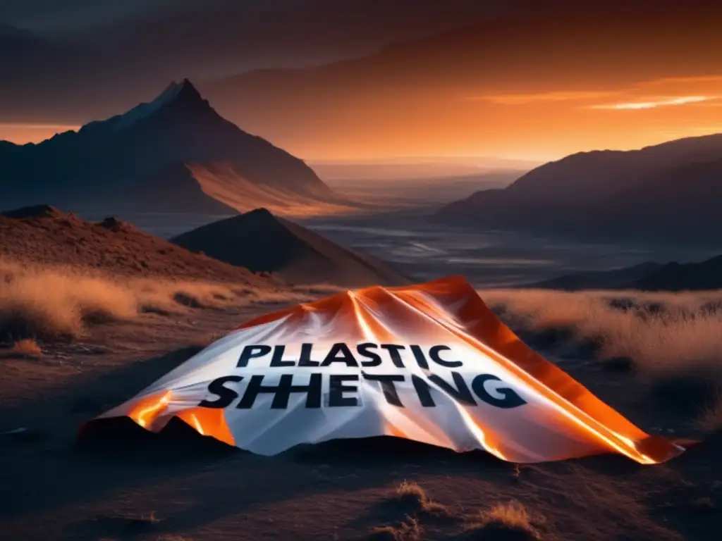 A breathtaking photograph shows a tattered piece of plastic sheeting lying on a barren landscape, casting a surreal aura over the scene