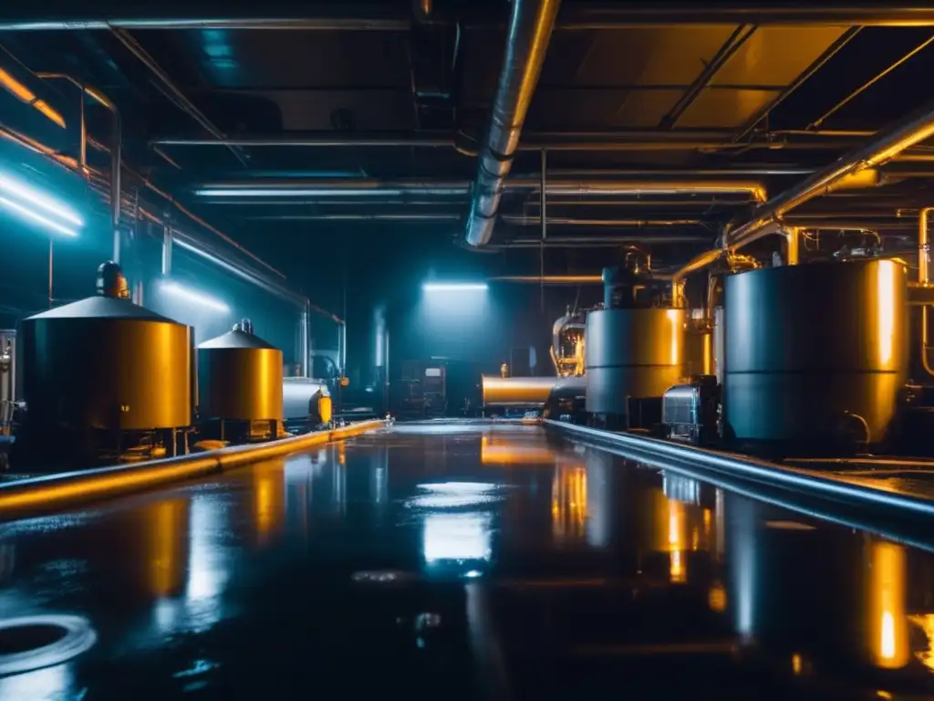 , an image of a grim industrial scene with droplets falling from the ceiling to form a puddle in the center of the room