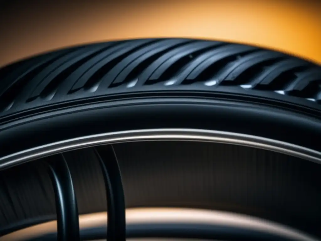 A captivating closeup of a bicycle tire inner tube, illuminated with cinematic lighting that emphasizes the textures and structure of the tube