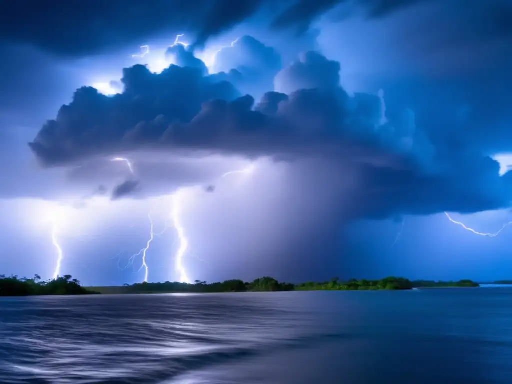 A dramatic photograph of the 1935 hurricane's devastating storm clouds, lightning, and thunderstorm on Isaac's Island