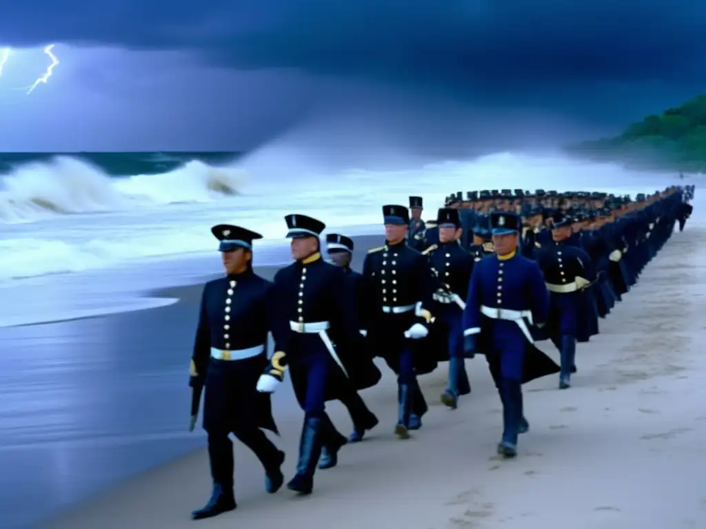 tanks on a stormy beach: David's hero stands tall, facing the tempest's onslaught to defend his home, in Isaac's Storm (2004, TV Movie)