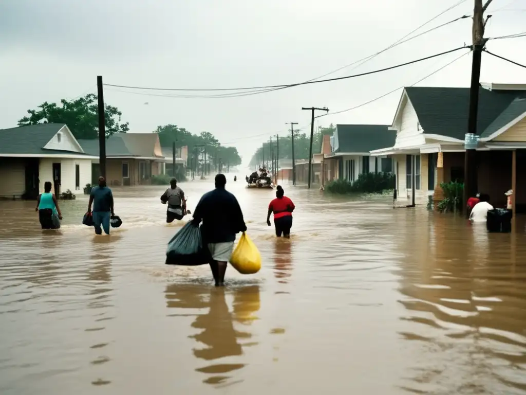 Hurricane wreckage leaves communities devastated as people wade through flooded streets, carrying supplies and searching for shelter