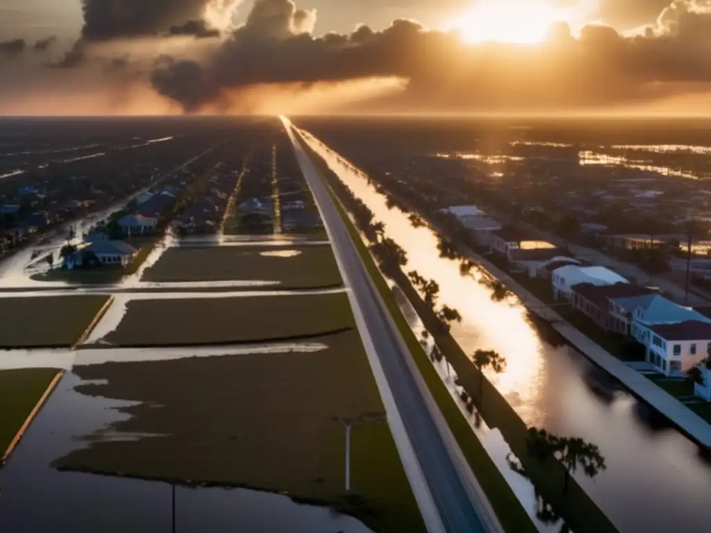 The grave impacts of #HurricaneKatrina are visually captured in the opening shot of 'When the Levees Broke'