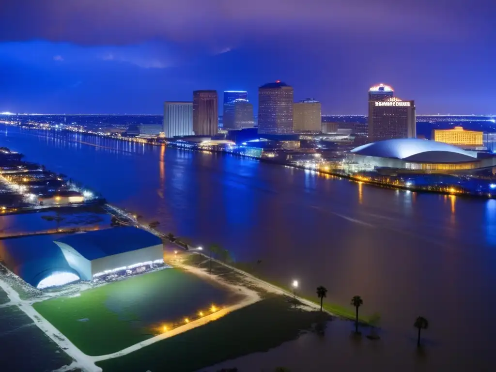 Desolate and devastated, New Orleans city in 2006 shows floodwater and debris against Hurricane Katrina's backdrop