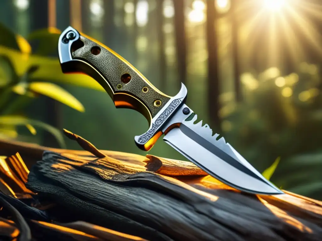 In the heart of nature, a survivor's only hope, a serrated blade awaits