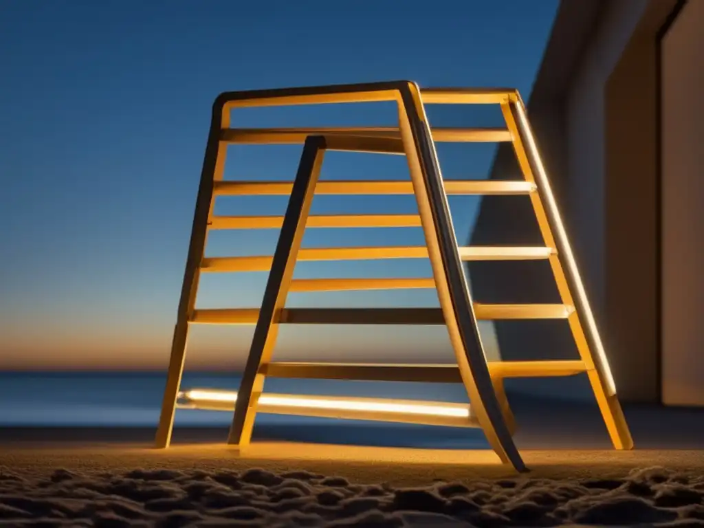 A stunningly posed foldable ladder, showcasing its compact design and ease of use