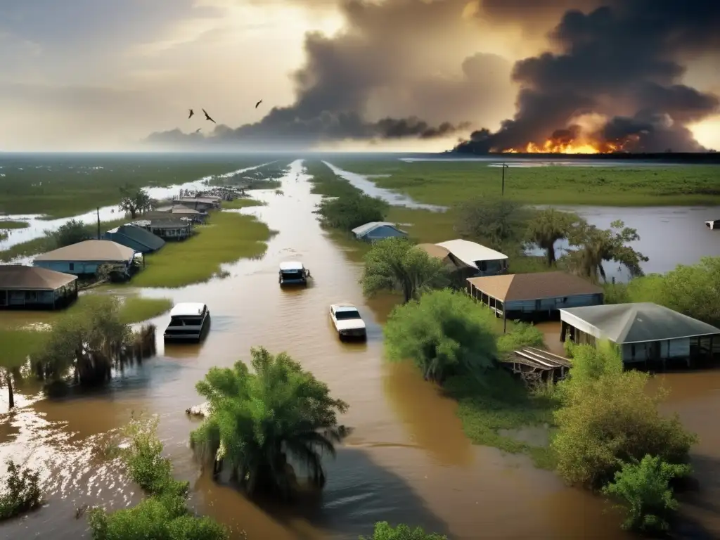 Crisis in New Orleans: Katrina's devastating effects on Louisiana bayou residents, evident in debris-strewn scenes