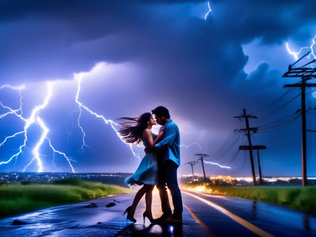 Amidst a chaotic and violent city during a superstorm, a woman and a man find solace in each other's arms