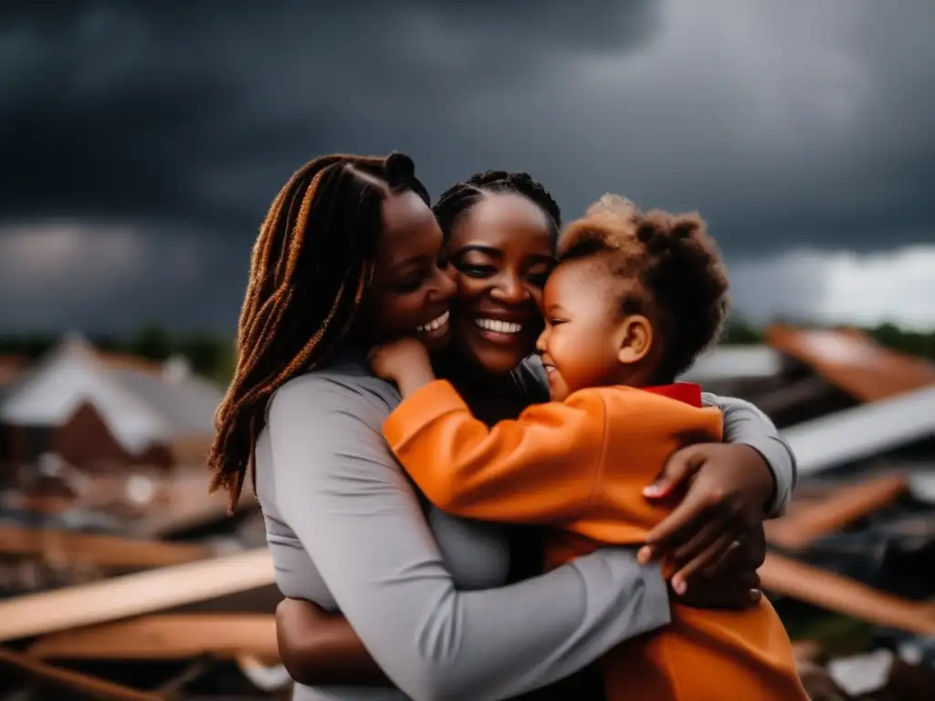 In the midst of chaos, a family holds tight, embraced in love and warmth