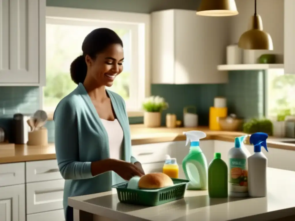 A warm and bright image of a clean home, where a woman and child are enjoying breakfast on a sunny day