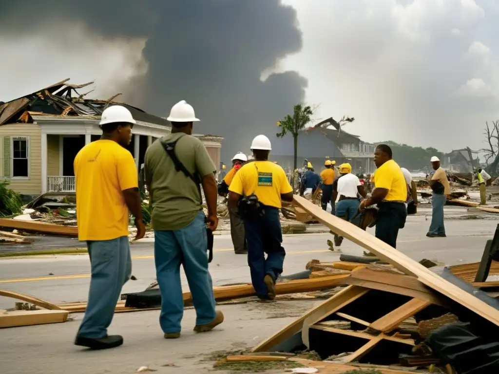 A deeply touching image of National Geographic crew members in New Orleans during Hurricane Katrina in 2005