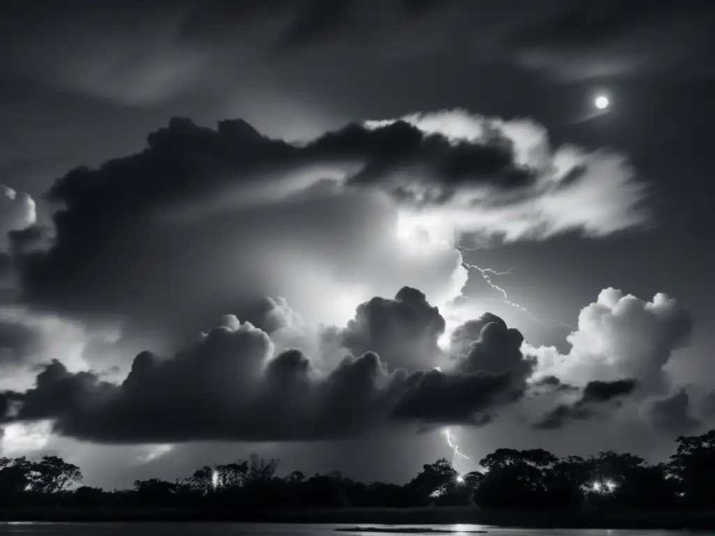 Dash: A full moon is obscured by heavy clouds, but the cotton-like clouds are illuminated from the side, creating an eerie atmosphere