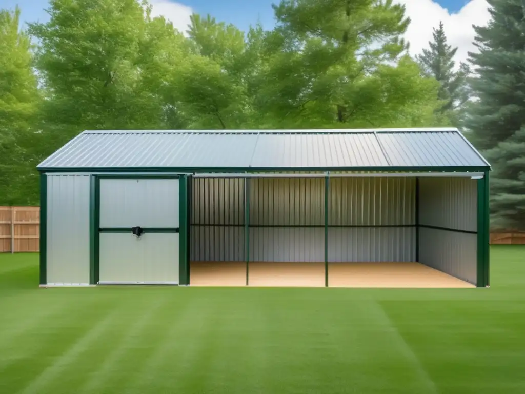 A sturdy 50ft tall shed with secure fencing and a slip-resistant surface for all your outdoor needs