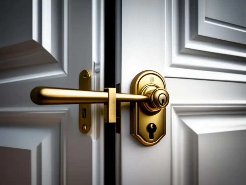 A closeup of a portable door lock - its intricate design and textures shine against a white background, while its key port hints at its functionality