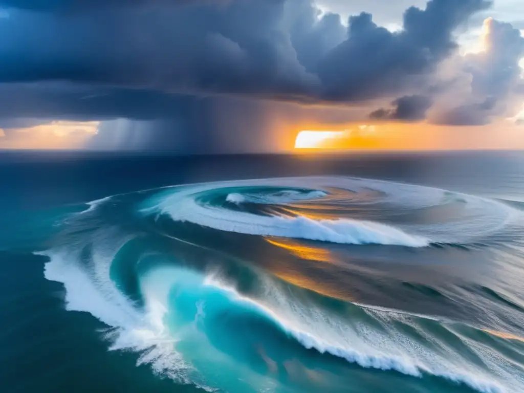 An aerial view of two hurricanes, Bret and Kimberly, swirling together in the vast blue ocean