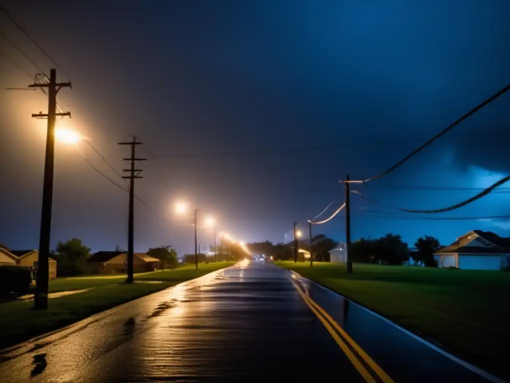 During the hurricane: Power lines sway and snap in the howling winds