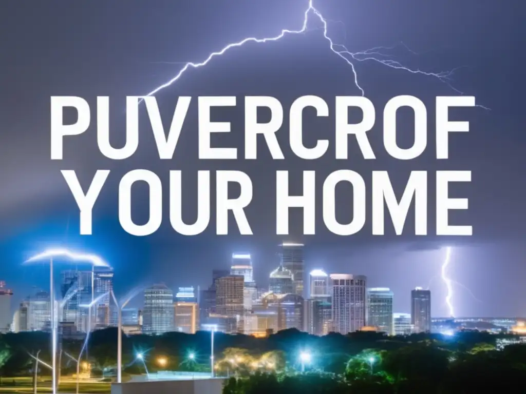 A protective dome shields surveillance cameras from hurricane damage, illuminated by bright lightning bolts in a gray and stormy cityscape