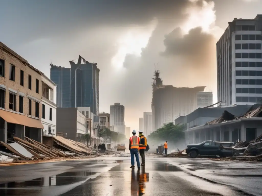 A busy city street thrives after a hurricane