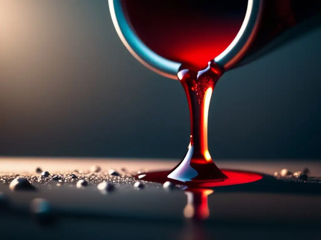 A dramatic image of a red liquid falling from a pipe, captured in a cinematic style with a lit-up source, creating a powerful and emotive atmosphere