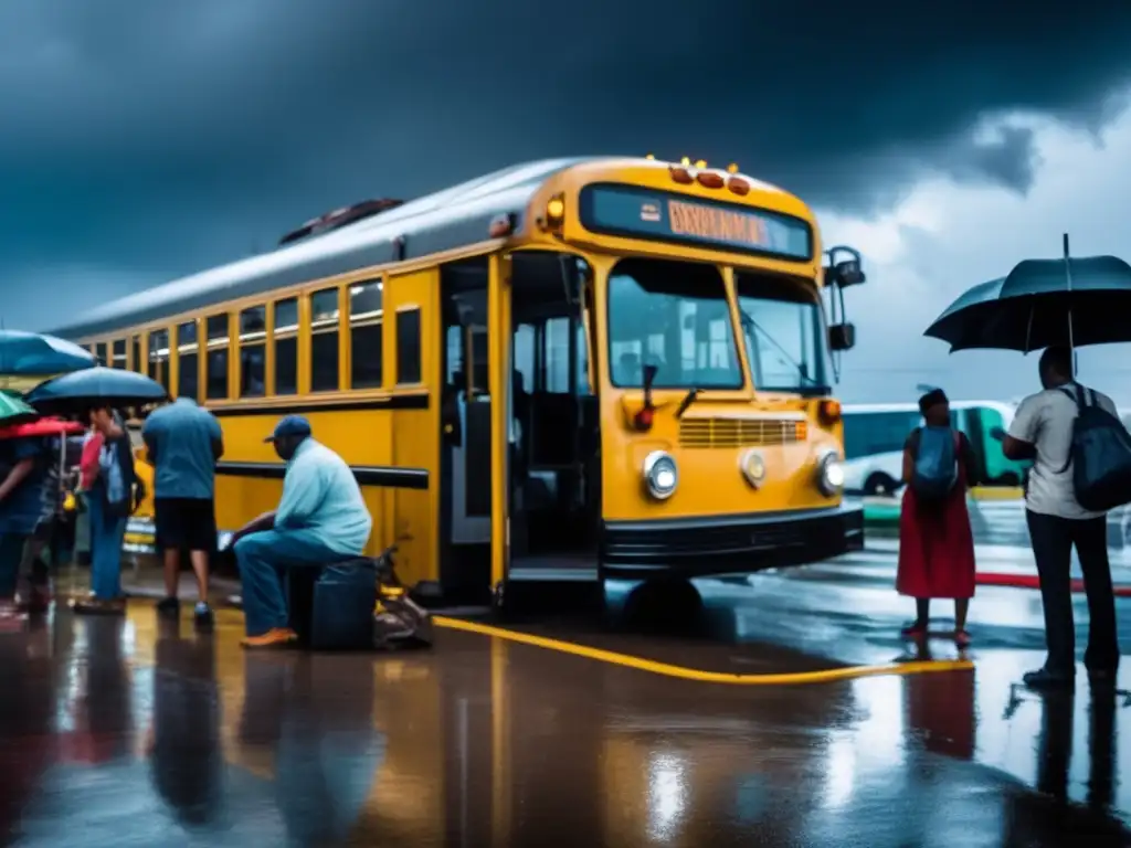 A powerful and uplifting image of public transportation buses, trains, and subways being repaired and restored after a hurricane