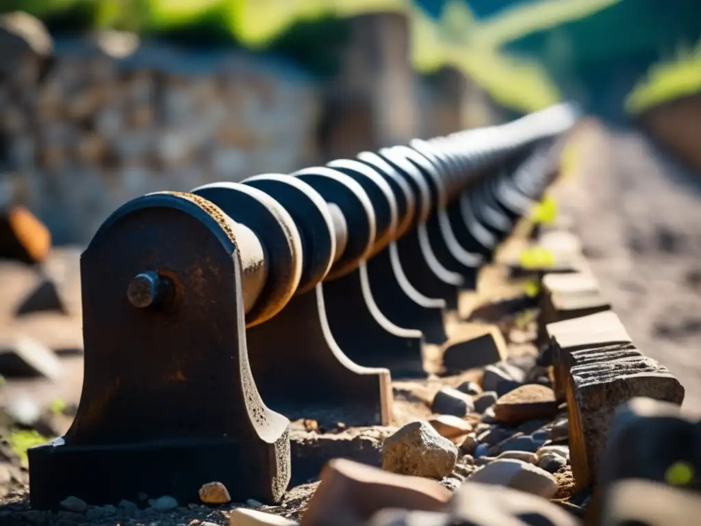 Dash: A cinematic closeup of a rusted heavy-duty breaker bar against a backdrop of a medieval stone wall