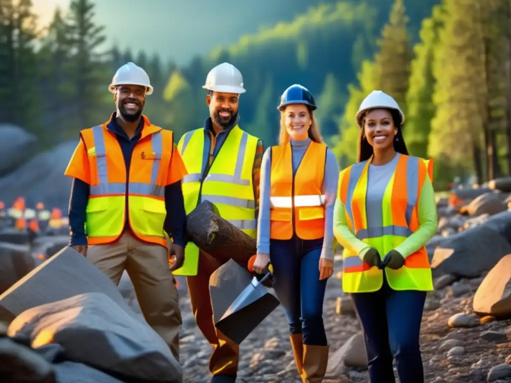 [At night, workers brave the elements in highvisibility vests