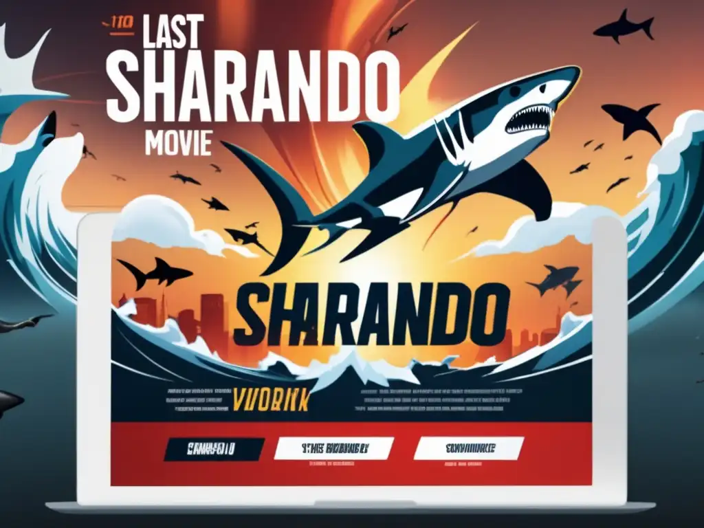 A cinematic UI/UX design showcases the last sharknado movie in action