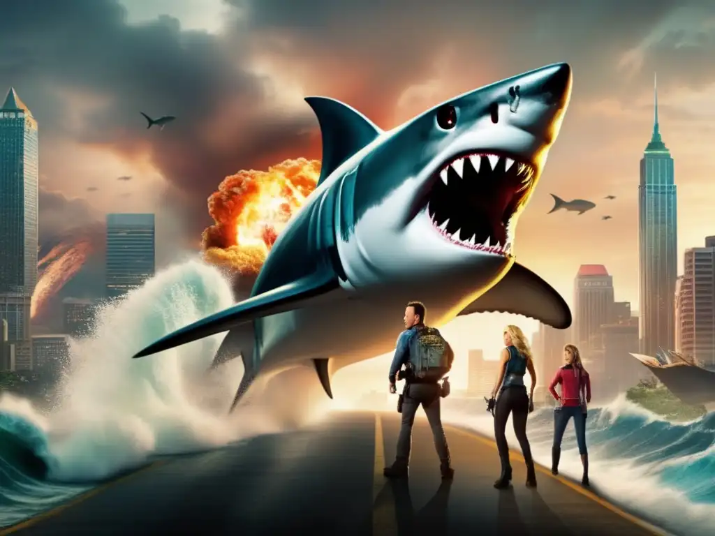 An impending threat, theSharknadodestroysmovesin, asN IOAstandsreadywithweaponsdrawn,weloyaldefendersofthecity,in 'TheLastSharknado':It'sAboutTime(2018),warnthesirenringsloudandclearinsidethedistancethesunamiwaveapproachesfromthecoastline,monstersharktornadorollingslowlyoverthecityblocksbathedinchaosmaudsructionanddestruction,thecharactersraceagaintimetosavethecity,thekeywordsharknadoandtideenglucingtheheartofthestory