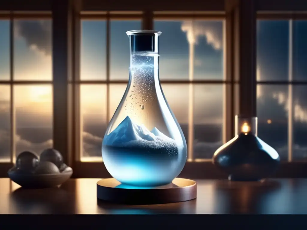 A stunning collection of storm glass weather forecasters with dynamic lighting, dramatic shadows, and luxurious backgrounds