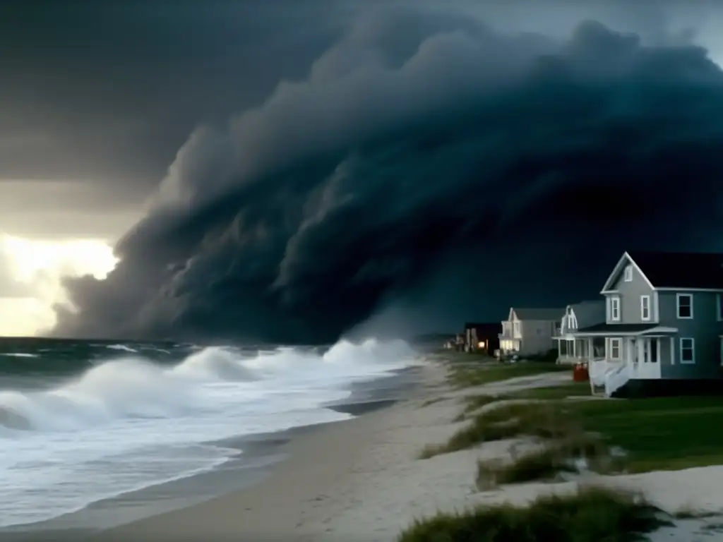 Stormy seas and frightened faces in this still shot of Superstorm's opening scene, where a hurricane's fury makes landfall on a coastal town