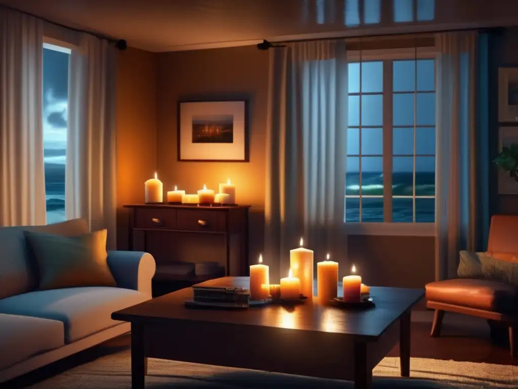 The room is bathed in a warm and cozy glow as the candles flicker softly, casting dancing shadows on the walls