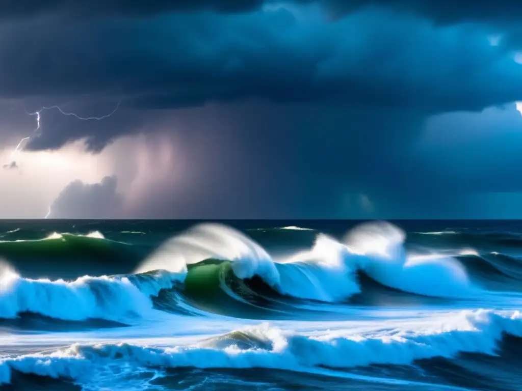 Storm chasers brave hurricane, dodging lightning strikes and battling fierce waves, while a small fishing boat struggles to stay afloat