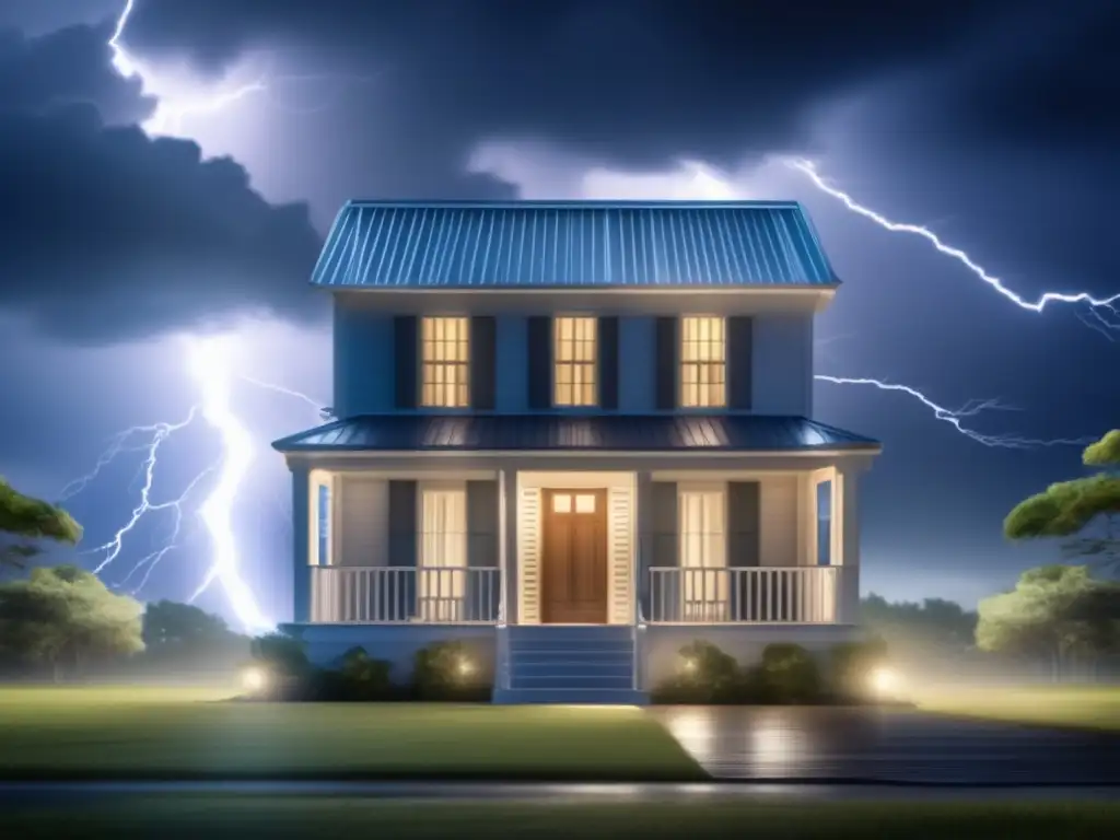 A storm brews outside, but the home is protected by its strong storm shutters