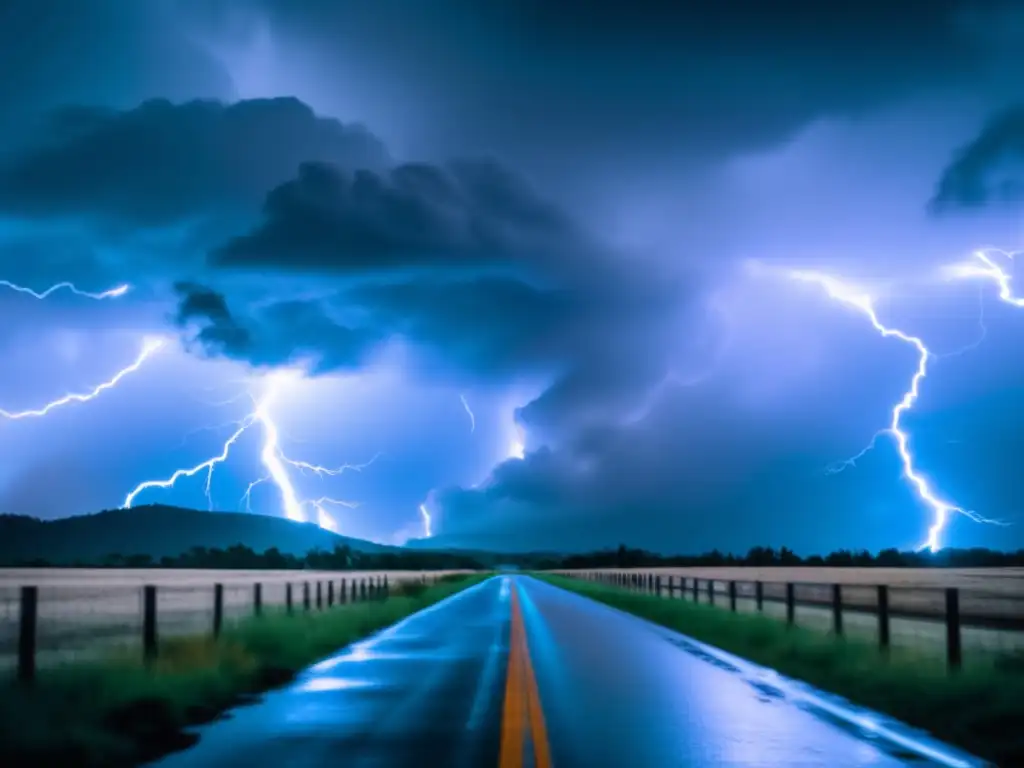 A storm warning poster vinyl looms in the foreground, peering out from a dark and ominous sky with lightning crackling violently in the background