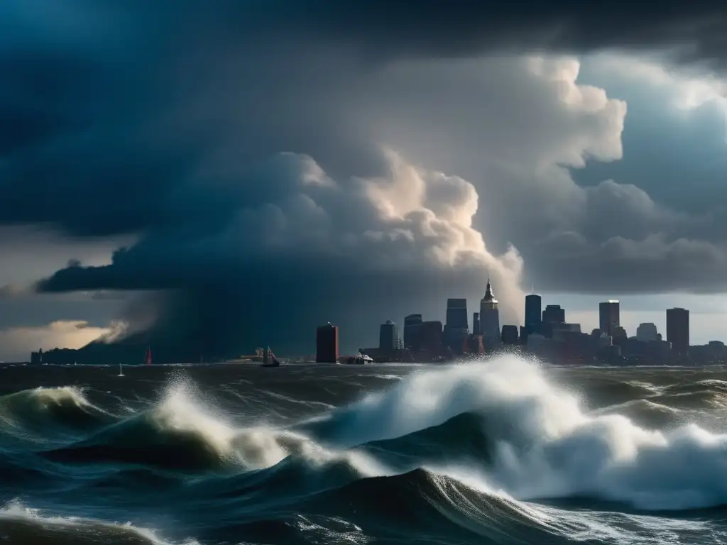 A still image from 'The Perfect Storm,' capturing the towering waves and turbulent seas during the devastating hurricane that hit New England