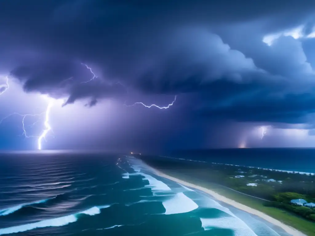 An awe-inspiring image of a stormy sky, captured from a helicopter during a hurricane's height