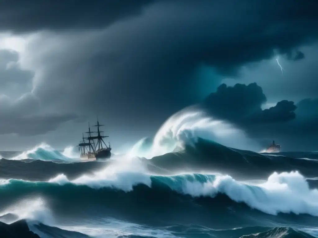 A captivating 8K cinematic image of a stormy ocean