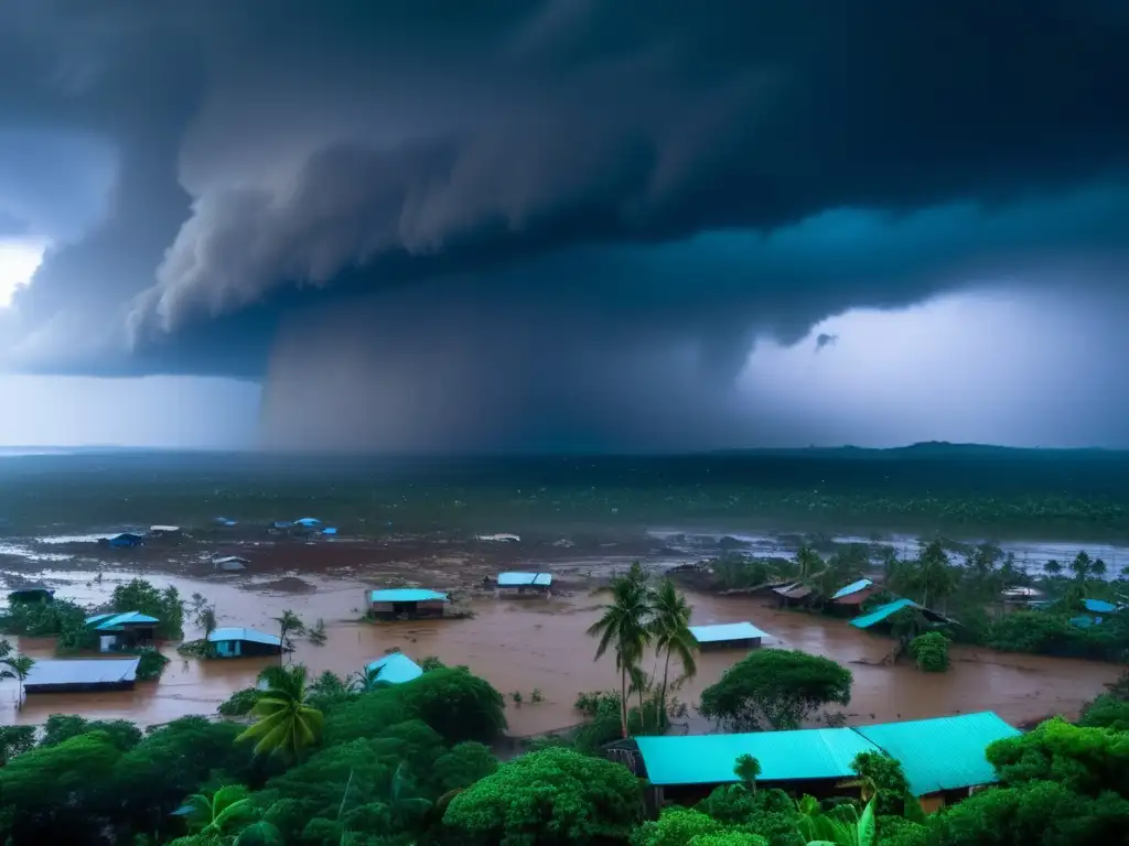 A panoramic view of the devastated town ravaged by the Sup