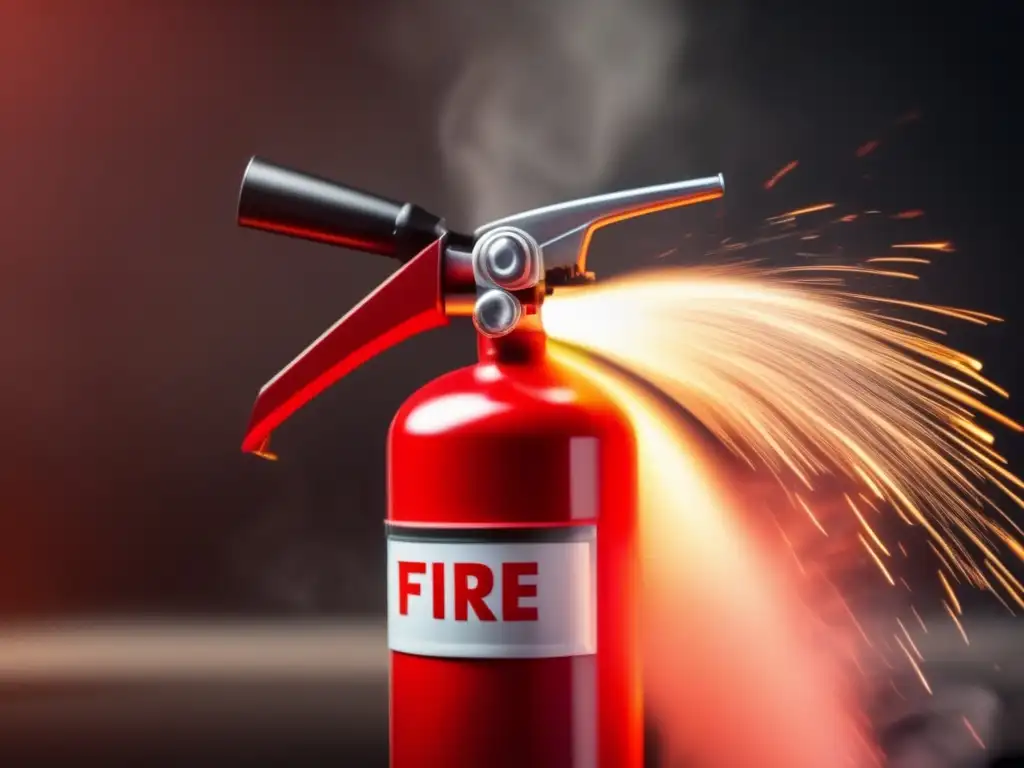 A superior fire extinguisher, ready to douse great flames: This closeup image captures the strength and effectiveness of a fire extinguisher