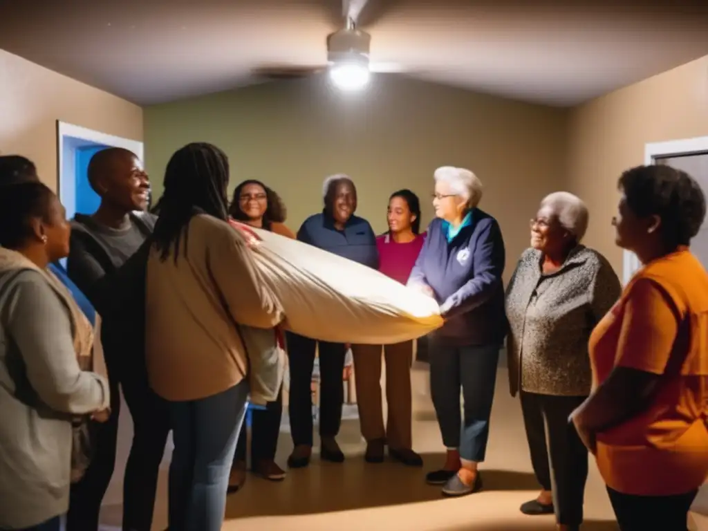 During the aftermath of the hurricane, a team of volunteers unites with individuals from different backgrounds and races in a warm shelter