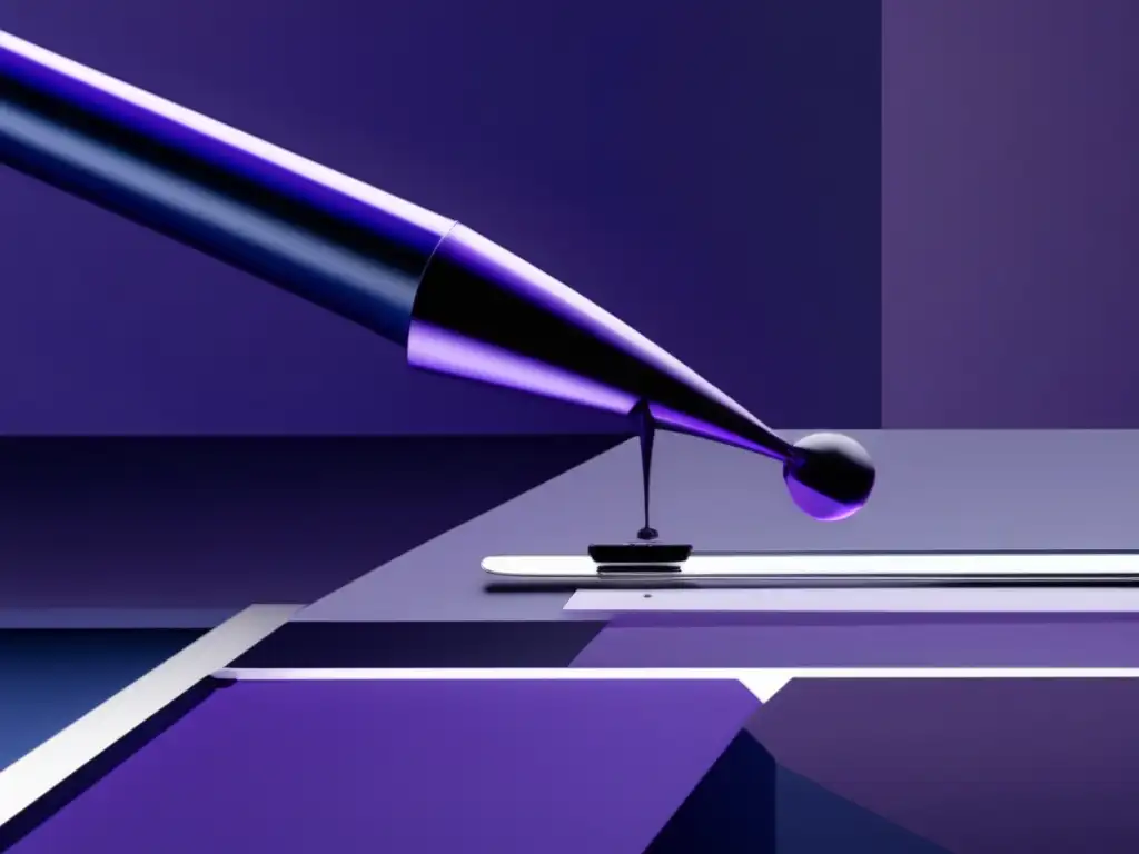 A dark blue and purple image with a sense of mystery, as the camera zooms in on a large, glossy surface