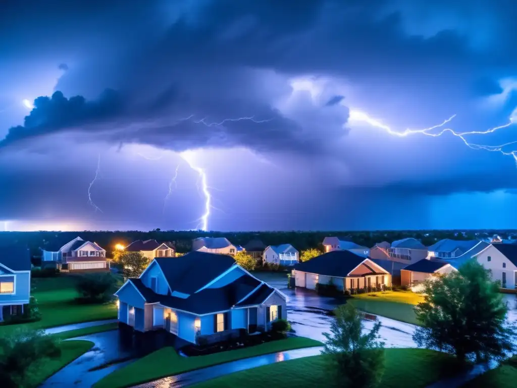 The storm brews in the night sky, with dark clouds obscuring the moon's glow and lightning strikes illuminating the sky