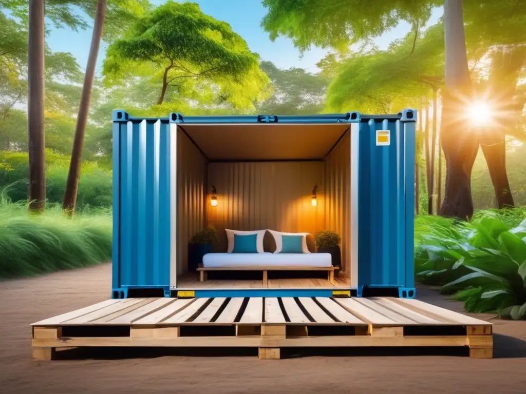 Experience a serene outdoor oasis with a perfectly lit eight-foot container