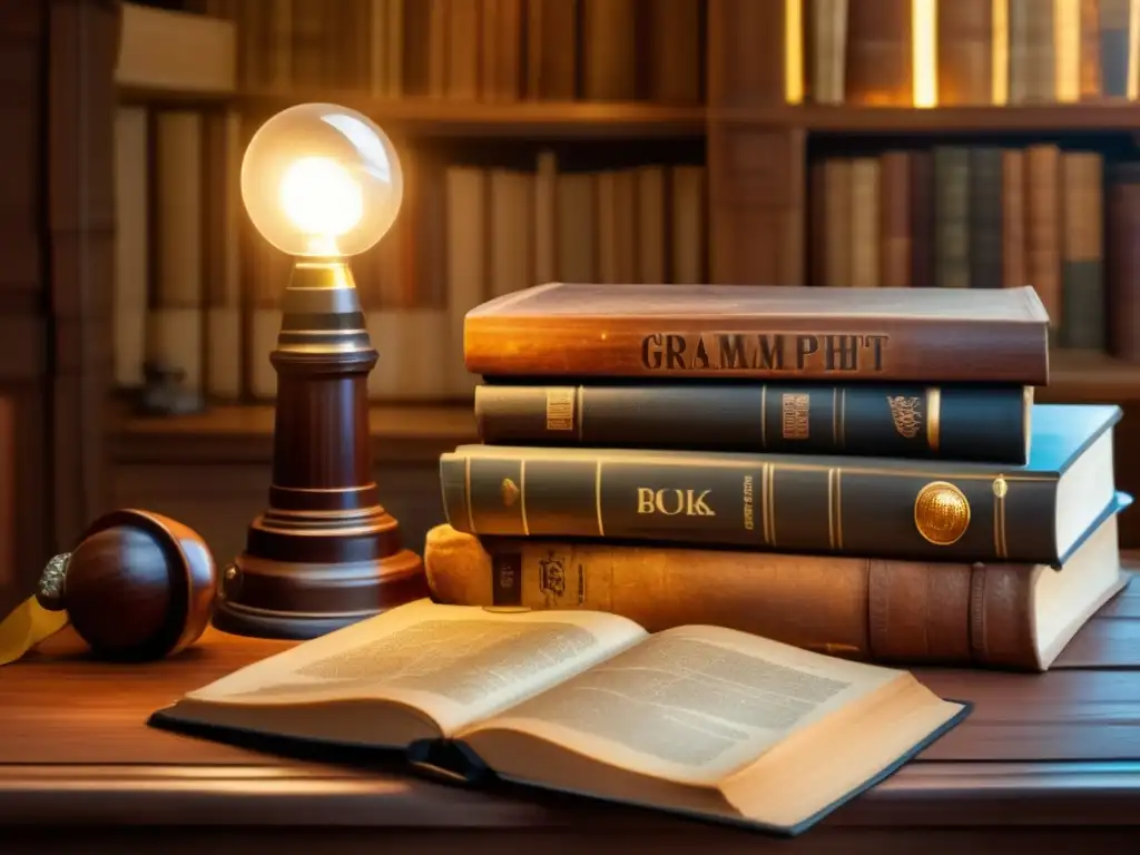 A serene scene of an old wooden flashlight beside worn, antique books and maps